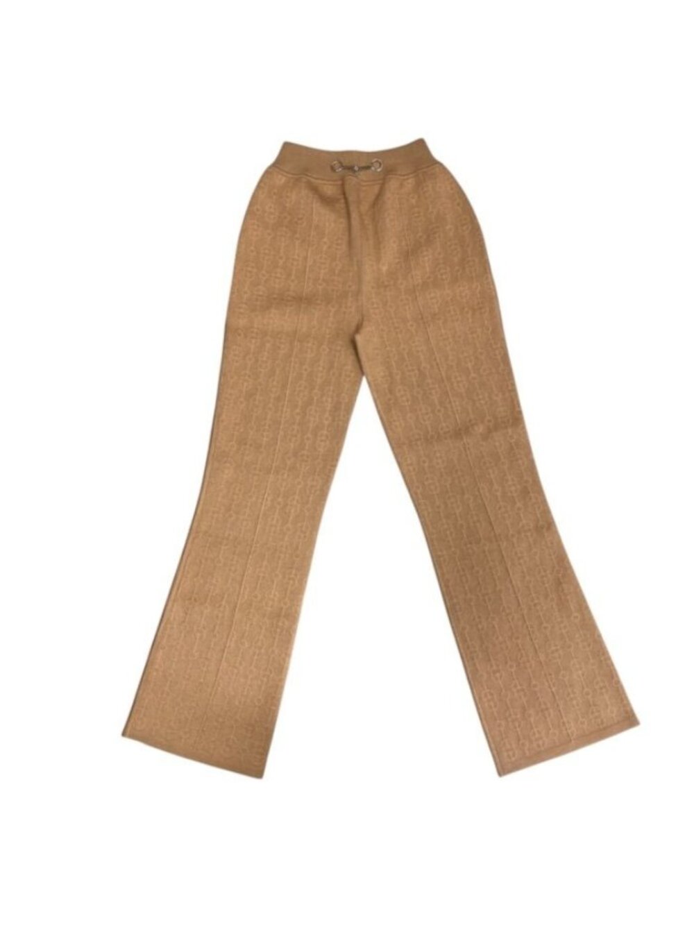 Hermes Knit Pants Bootcut Torsade Cricket Horsebit Motif Cashmere Beige Casual